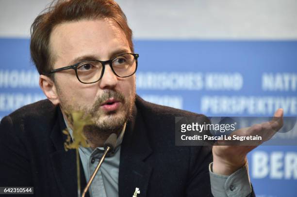 Film director Calin Peter Netzer attends the 'Ana, mon amour' press conference during the 67th Berlinale International Film Festival Berlin at Grand...