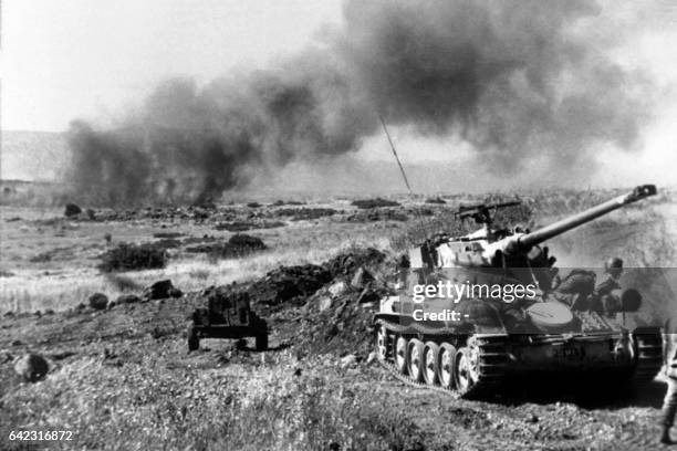 French-built Israeli tanks in action in this photo taken June 1967 during the 1967 Arab-Israeli war on the Golan Heights. On 05 June 1967, Israel...