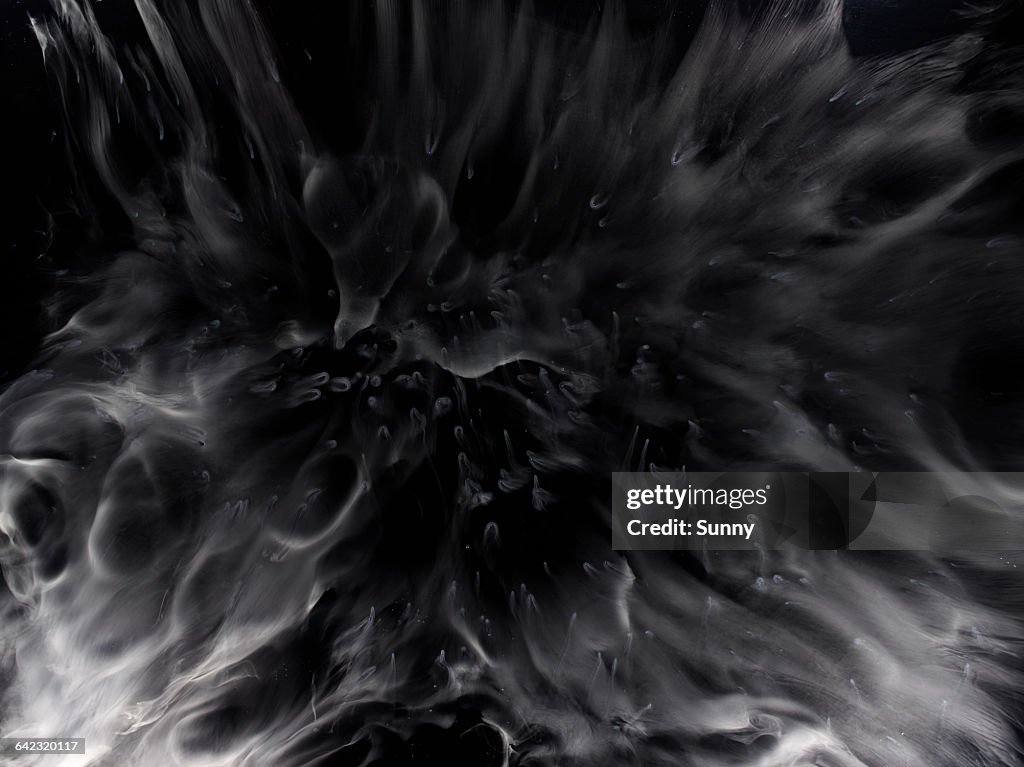 Close up of liquid Nitrogen, droplets merging