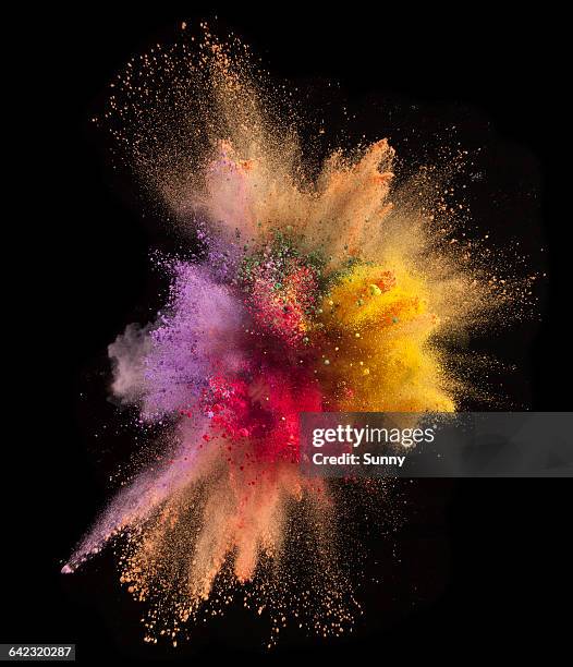 powder explosion - colorful powder explosion stockfoto's en -beelden