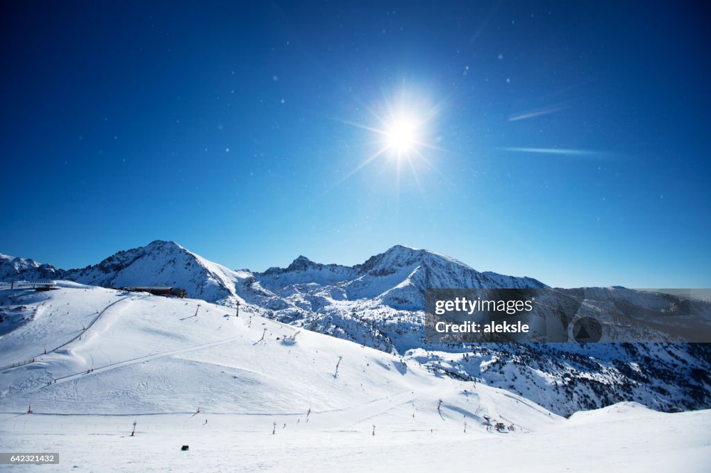 Beautiful winter mountains on a bright sunny day