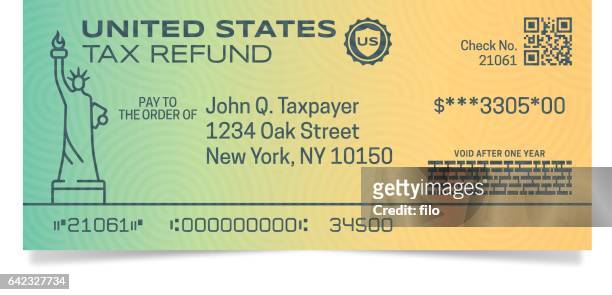tax refund check - refund stock illustrations