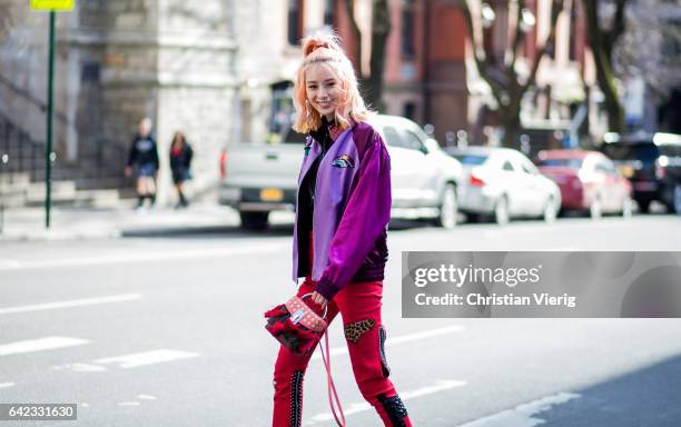 Irene Kim outside Marc Jacobs on February 16, 2017 in New York City.