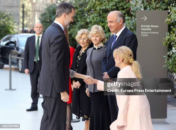 King Felipe of Spain and Carmen Thyssen-Bornemisza attend the exhibition opening 'Obras maestras de Budapest. Del Renacimiento a las Vanguardias' at...