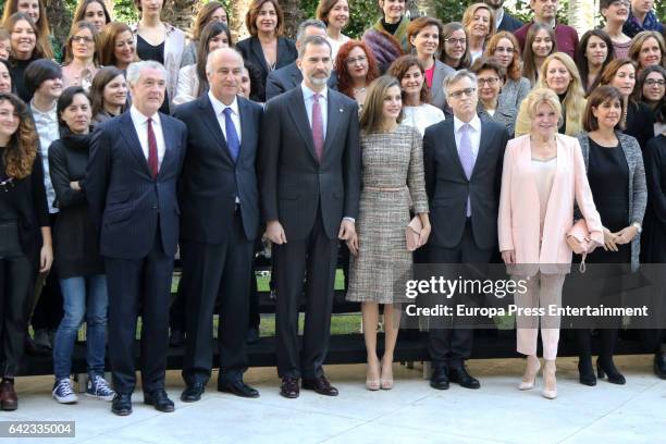 King Felipe of Spain and Queen Letizia of Spain attend the exhibition opening 'Obras maestras de Budapest. Del Renacimiento a las Vanguardias' at...
