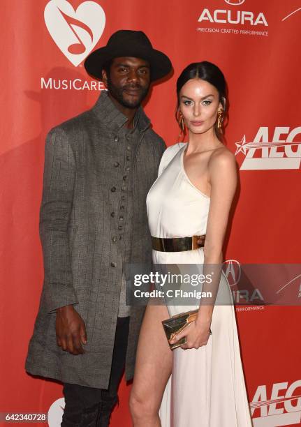 Musician Gary Clark Jr. And model Nicole Trunfio attend MusiCares Person of the Year honoring Tom Petty at the Los Angeles Convention Center on...