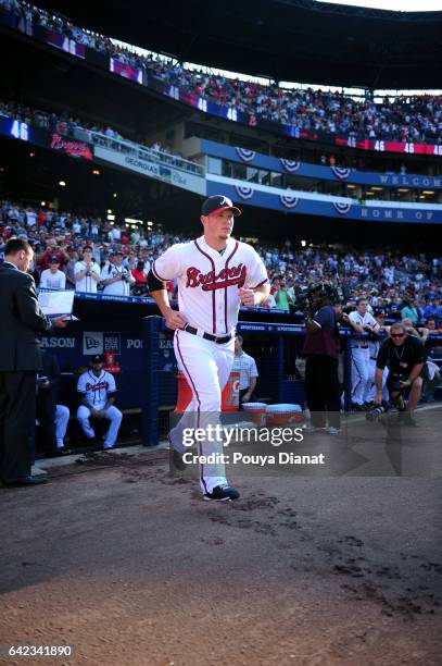 Wild Card Game: Atlanta Braves Craig Kimbrel taking field before game vs St. Louis Cardinals at Turner Field. Final game of Chipper Jones' career....