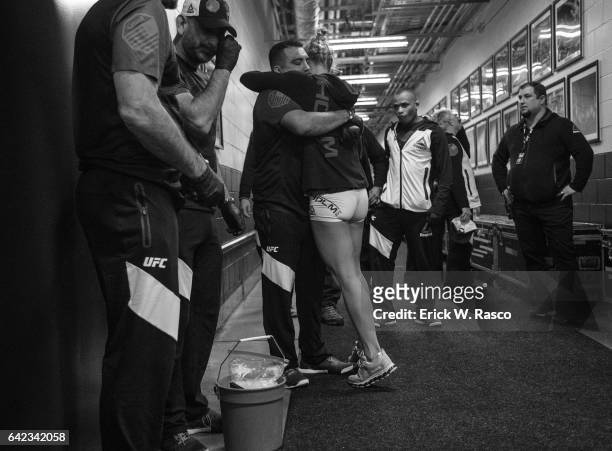 View of Holly Holm before Women's Featherweight fight vs Germaine de Randamie at Barclays Center. Behind the Scenes. Brooklyn, NY 2/11/2017 CREDIT:...