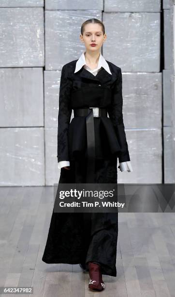 Model at the HAIZHENWANG presentation during the London Fashion Week February 2017 collections on February 17, 2017 in London, England.