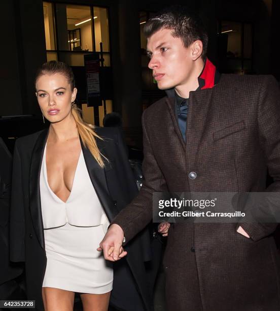 Models Hailey Clauson and Julian Herrera are seen arriving at Sports Illustrated Swimsuit 2017 Launch Event at Center415 Event Space on February 16,...