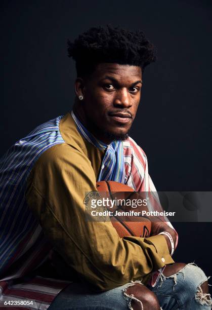 Jimmy Butler of the Chicago Bulls poses for portraits during the NBAE Circuit as part of 2017 All-Star Weekend at the Ritz-Carlton Hotel on February...