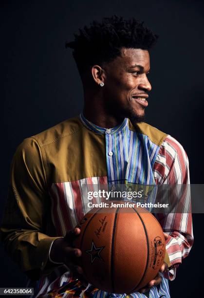 Jimmy Butler of the Chicago Bulls poses for portraits during the NBAE Circuit as part of 2017 All-Star Weekend at the Ritz-Carlton Hotel on February...