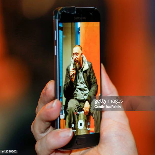 Actor Kida Khodr Ramadan discuss with host Caro Matzko during the Berlinale Open House Panel '4 Blocks' at Audi Berlinale Lounge on February 17, 2017...