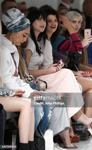 Daisy Lowe and Pixie Geldof attend the Ashley Williams show during the London Fashion Week February 2017 collections on February 17, 2017 in London,...