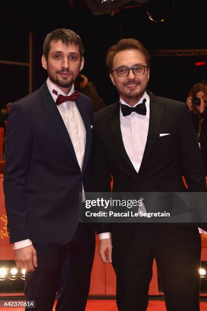 Actor Mircea Postelnicu and director Calin Peter Netzer attend the 'Ana, mon amour' premiere during the 67th Berlinale International Film Festival...