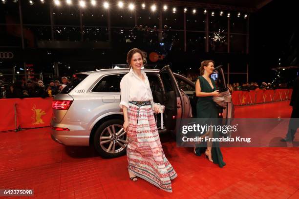 Screenwriter Iulia Lumanare and actress Diana Cavallioti arrive the 'Ana, mon amour' premiere during the 67th Berlinale International Film Festival...