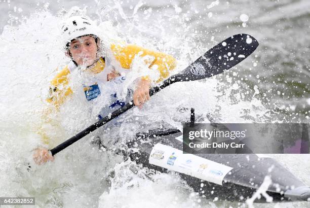 Billie Knell competes during the 2017 Australian Open Canoe Slalom at Penrith Whitewater Stadium on February 17, 2017 in Sydney, Australia.