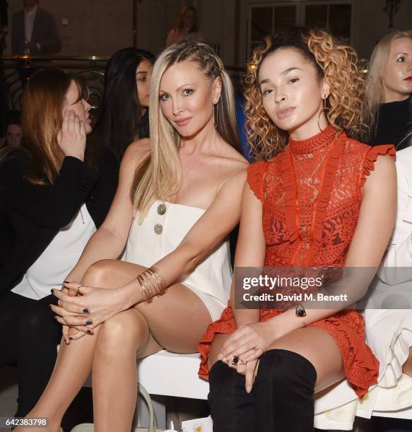 Caprice andf Ella Eyre attend the Paul Costelloe presentation during the London Fashion Week February 2017 collections on February 17, 2017 in...