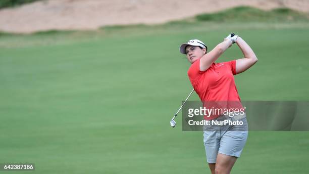Caroline Masson of Germany on the 11th fairway during round two of the ISPS Handa Women's Australian Open at Royal Adelaide Golf Club on February 17,...