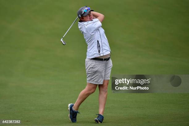 Felicity Johnson of England on the 11th fairway during round two of the ISPS Handa Women's Australian Open at Royal Adelaide Golf Club on February...