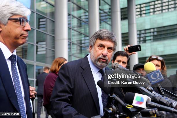 Mark Rosenbaum, lead co-counsel for Petitioner Daniel Ramirez Medina, speaks to the press outside the courthouse where U.S. District Court for the...