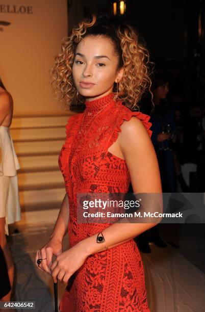 Ella Eyre attends the Paul Costelloe show during the London Fashion Week February 2017 collections on February 17, 2017 in London, England.