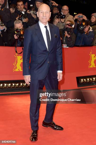 Actor Patrick Stewart attends the 'Logan' premiere during the 67th Berlinale International Film Festival Berlin at Berlinale Palace on February 17,...