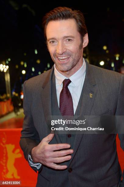 Actor Hugh Jackman attends the 'Logan' premiere during the 67th Berlinale International Film Festival Berlin at Berlinale Palace on February 17, 2017...