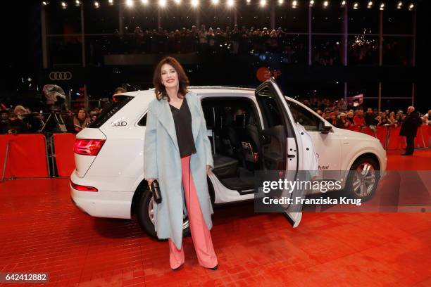 Actress Iris Berben attends the 'Logan' premiere during the 67th Berlinale International Film Festival Berlin at Berlinale Palace on February 17,...