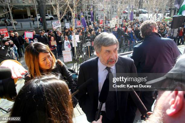 Mark Rosenbaum, lead co-counsel for Petitioner Daniel Ramirez Medina, speaks to the press outside the courthouse where U.S. District Court for the...
