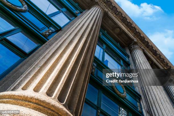 grey marble column details on building - public building ストックフォトと画像