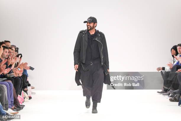 Rocky Star apperas at the end of his show at Fashion Scout during the London Fashion Week February 2017 collections on February 17, 2017 in London,...