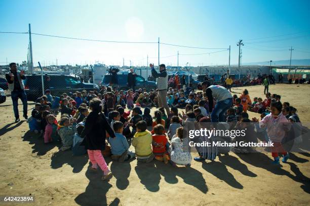 Debaga, Iraq Children play at a unicef project for refugees children at Debaga refugee camp for refugees from Mossul in Northern Iraq on February 03,...