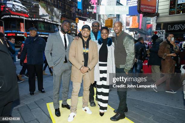 Singua Walls, Wood Harris, Mack Wilds, Afton Williamson, Julie Menin and Chris Ponce attend the VH1's "The Breaks" Way Street renaming on February...