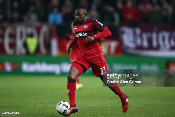 Jacques Zoua of Kaiserslautern controles the ball during the Second Bundesliga match between 1. FC Kaiserslautern and SV Sandhausen at...
