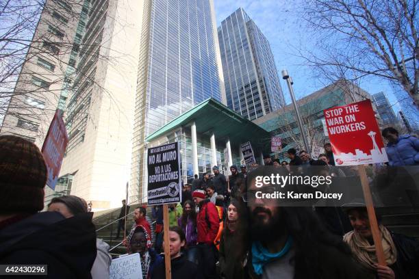 Rally is held outside the courthouse where U.S. District Court for the Western District of Washington at Seattle is hearing Daniel Ramirez Medina v....