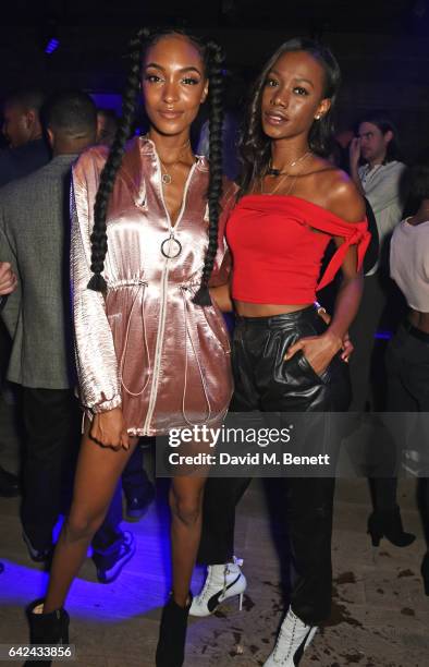 Jourdan Dunn and Sigail Currie attend the Lon Dunn + Missguided launch event hosted by Jourdan Dunn at The London EDITION on February 17, 2017 in...