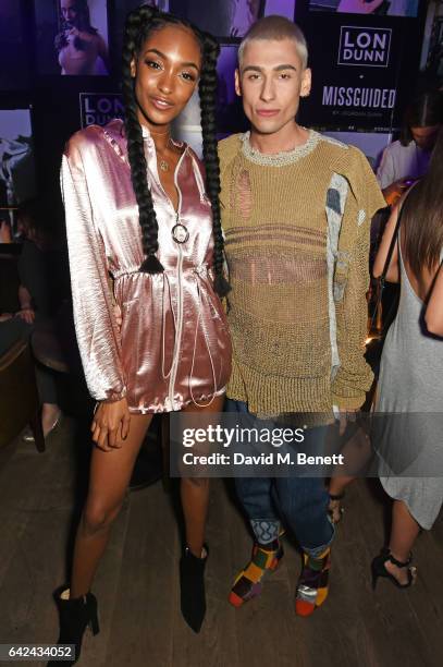 Jourdan Dunn and Kyle De'Volle attend the Lon Dunn + Missguided launch event hosted by Jourdan Dunn at The London EDITION on February 17, 2017 in...
