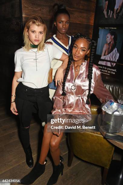 Sofia Richie, Leomie Anderson and Jourdan Dunn attend the Lon Dunn + Missguided launch event hosted by Jourdan Dunn at The London EDITION on February...