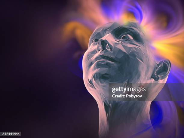 polygon portrait, futuristic composition - portrait grid stock illustrations