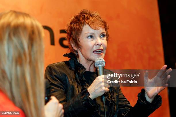 Katrin Sass talks with Caro Matzko at the Berlinale Lounge Night during the 67th Berlinale International Film Festival on February 17, 2017 in...