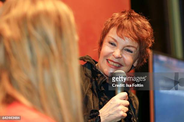 Katrin Sass talks with Caro Matzko at the Berlinale Lounge Night during the 67th Berlinale International Film Festival on February 17, 2017 in...