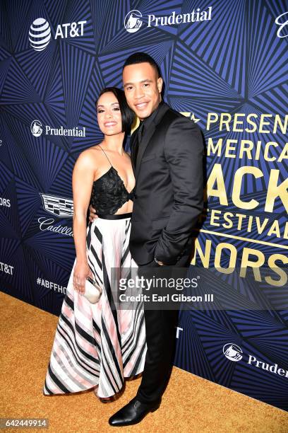 Actors Grace Gealey and Trai Byers attend BET Presents the American Black Film Festival Honors on February 17, 2017 in Beverly Hills, California.