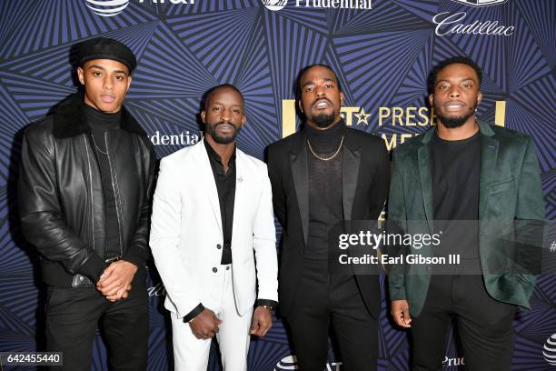 Actors Keith Powers, Elijah Kelley, Luke James and Woody McClain attend BET Presents the American Black Film Festival Honors on February 17, 2017 in...