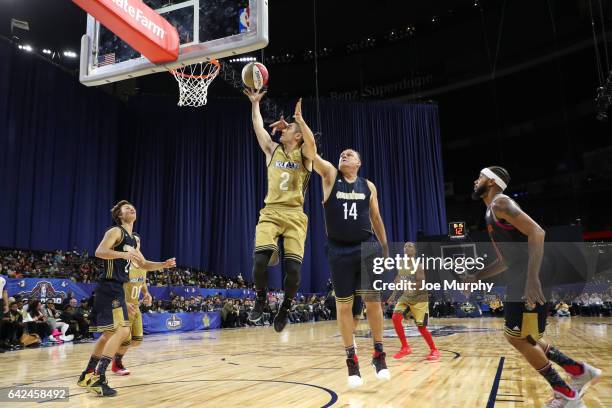 Jiang Jinfu of the West Team shoots during the NBA All-Star Celebrity Game as a part of 2017 All-Star Weekend at the Mercedes-Benz Superdome on...