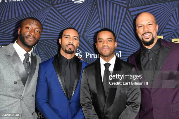 Actors Aldis Hodge, Omari Hardwick, Larenz Tate and Common attend BET Presents the American Black Film Festival Honors on February 17, 2017 in...