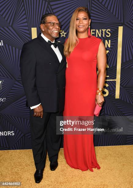 Lancelot Owens, Sr. And honoree Queen Latifah attend BET Presents the American Black Film Festival Honors on February 17, 2017 in Beverly Hills,...
