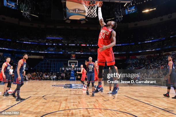 Buddy Hield of the World Team shoots the ball during the BBVA Compass Rising Stars Challenge as part of 2017 All-Star Weekend at the Smoothie King...