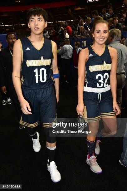 Kris Wu and Lindsay Whalen attend the 2017 NBA All-Star Celebrity Game at Mercedes-Benz Superdome on February 17, 2017 in New Orleans, Louisiana.