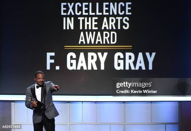 Honoree F. Gary Gray accepts the Excellence in the Arts Award onstage during BET Presents the American Black Film Festival Honors on February 17,...